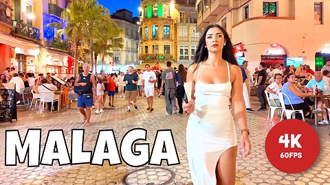 Málaga Walking Tour 🌙 Summer NIGHTLIFE in Spain [4K 60FPS] | Costa del Sol Vibesl