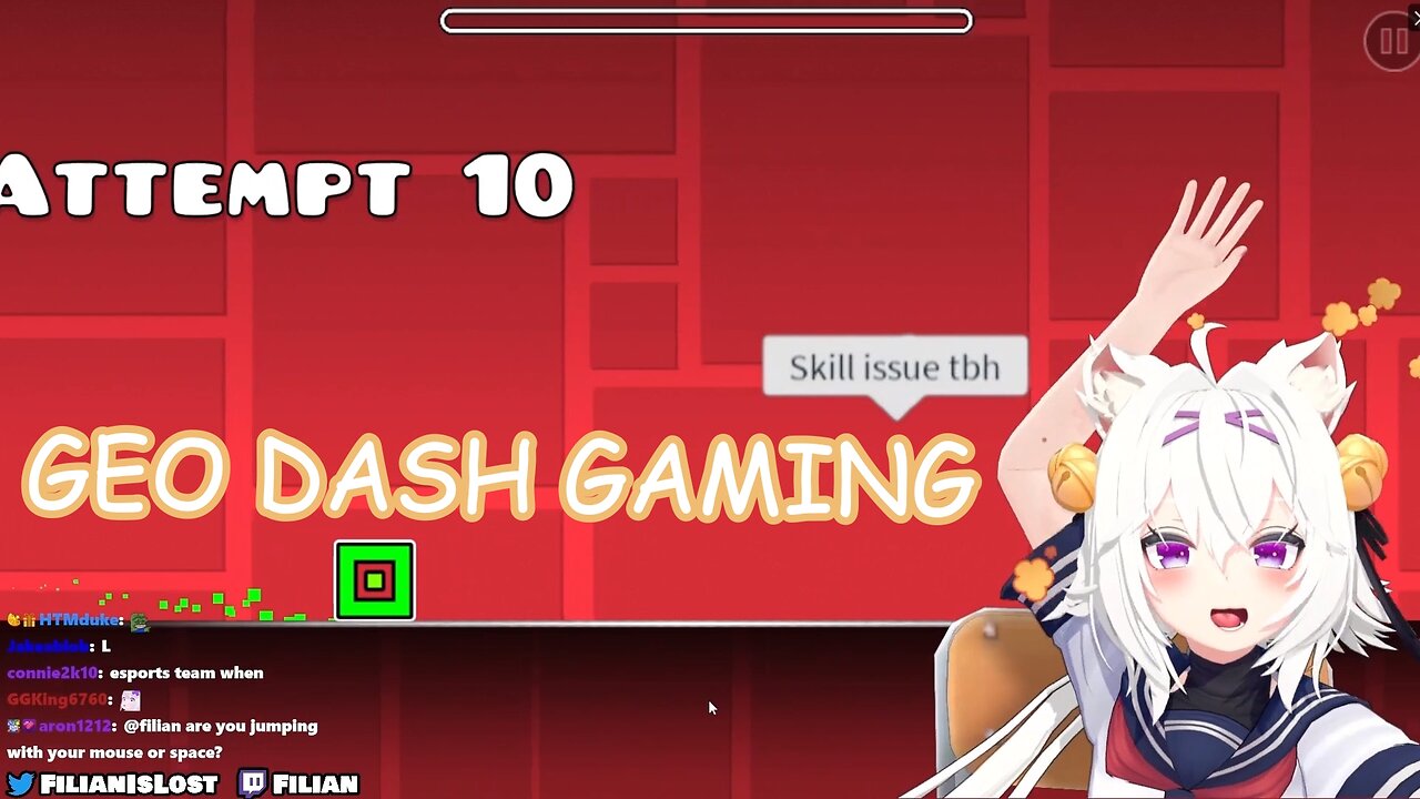 Filian tests her Geometry Dash skills