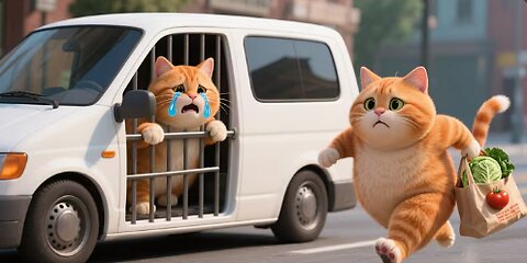 Mom Cat Saves Kitten from Car Animal Catcher