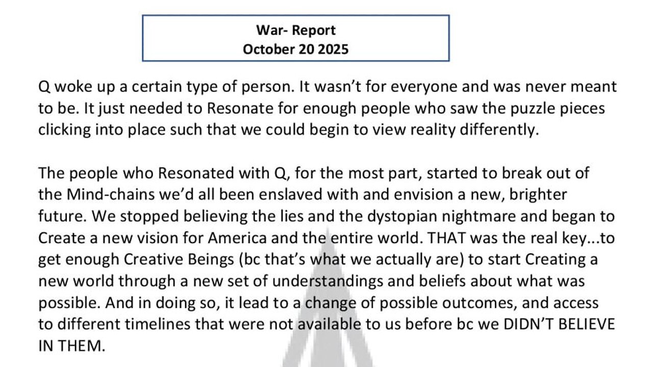 WAR REPORT - OCT 21 2025 - Q WOKE UP A CERTAIN TYPE OF PERSON