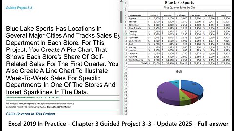 Excel 2019 In Practice - Chapter 3 Guided Project 3-3 - Blue Lake Sports - Update 2025
