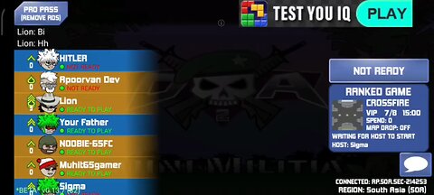 Mini militia very difficult match .