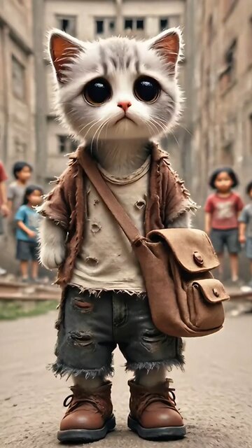 Aooor cat Starving in street satisfaction video