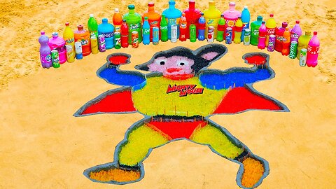 How to make Rainbow Mighty Mouse with Orbeez, Big Coca Cola, Fanta, Sprite vs Mentos & Popular Sodas