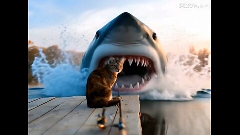 Shark Ate the Cat 😱🐱🦈”:#shortsvideo #ai #aishorts #catshorts #shark #viral #rumbleahorts
