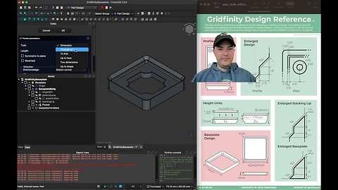 Gridfinity Baseplate in FreeCAD: Part 3 - Pads in 2 Dimensions with Pockets and Hole Patterns