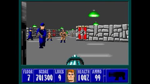 Wolfenstein 3D, DOS, 1992 - 100% Complete, Episode 5 Floor 7 (Trail of the Madman)