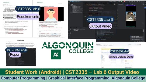 Student Work(Android)|CST2335 – Graphical Interface Programming Lab 6 Output Video|Algonquin College