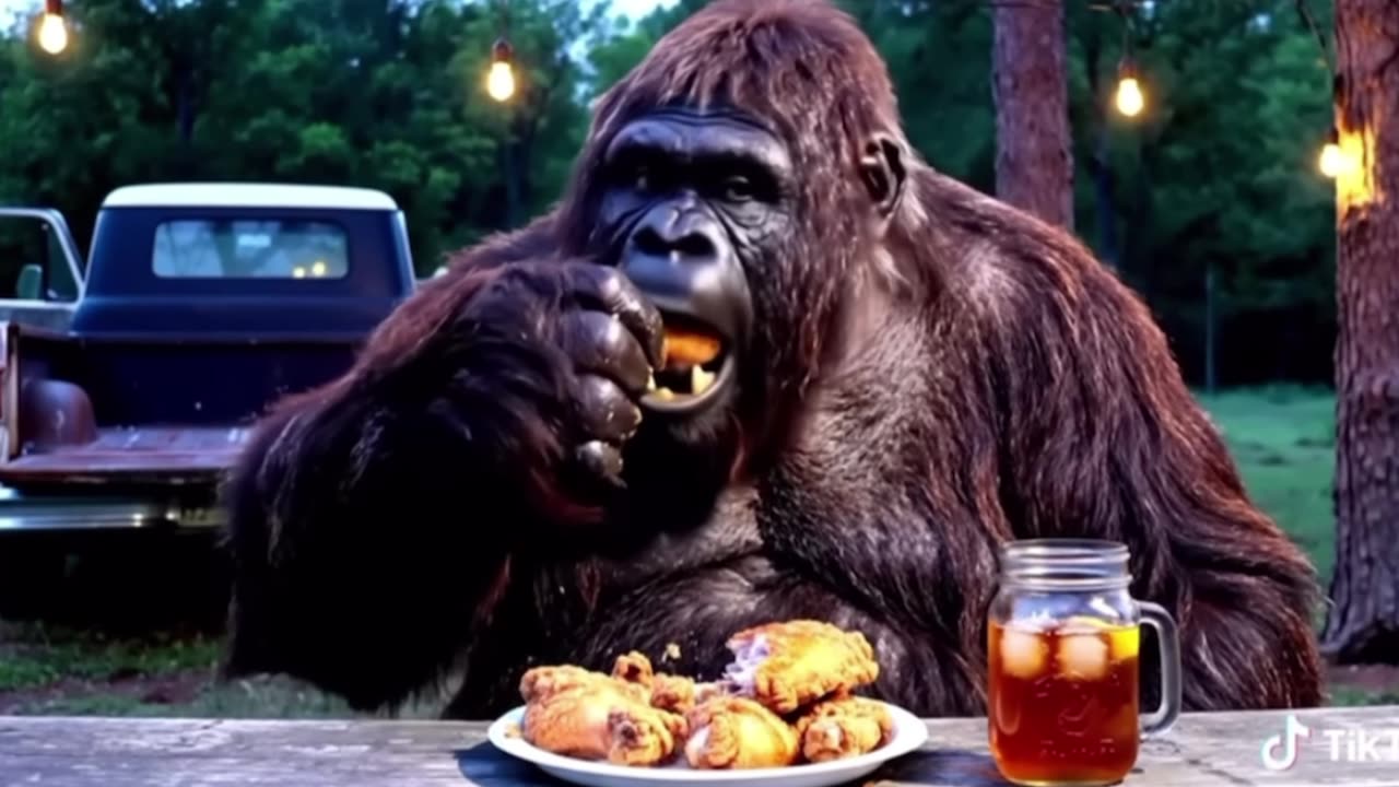 Bigfoot eats chicken