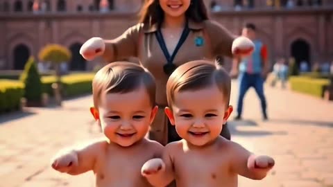 Twin babies dancing on public place 😁😍🍼👼