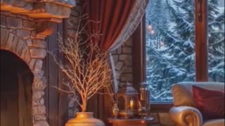 Elegant Resort Room with Stone Fireplace.