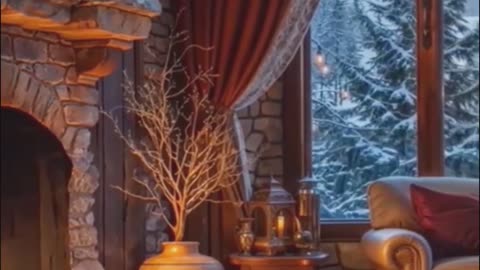 Elegant Resort Room with Stone Fireplace.