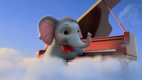 Adorable Baby Elephant Plays Piano on Flying Cloud in a Bow Tie | Magical Animal Moment!