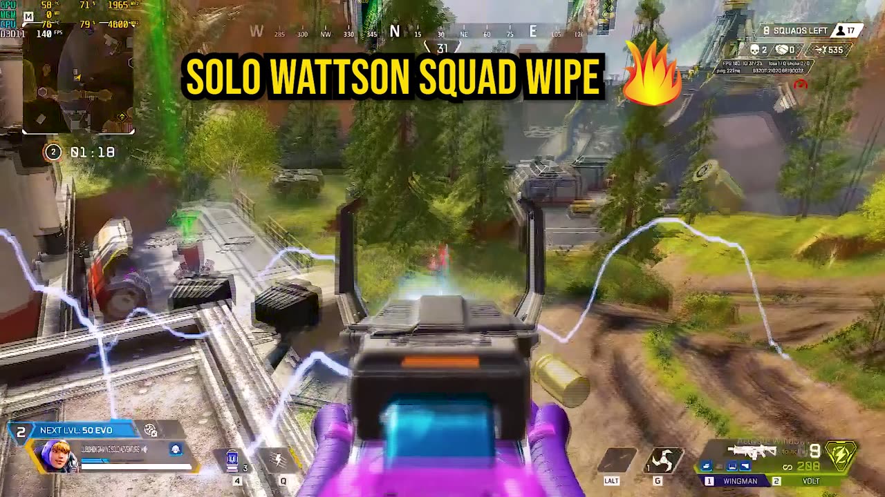 Solo Wattson 1v3 Clutch | Apex Legends Kings Canyon Wipe