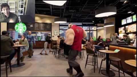 The Heavy From The Team Fortress 2 Video Game Dancing At A Starbucks Store Fake Funny Parody Video