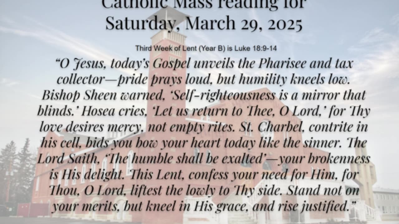 Mass Reading Reflection for Saturday, March 29, 2025