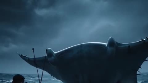Giant Manta Ray Breaches in Storm An Unbelievable Ocean Encounter!