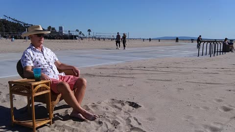 The Beach Captain in Time-Lapse. Ginger Rogers Beach, Santa Monica, California. TL 055