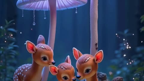 Deer playing in magical tree