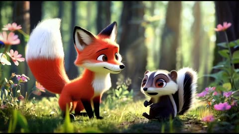 Cartoon Fox and Skunk