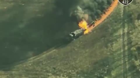 Drone Strike on Russian Heavy Transport Pulling a Howitzer Bursts into Flames