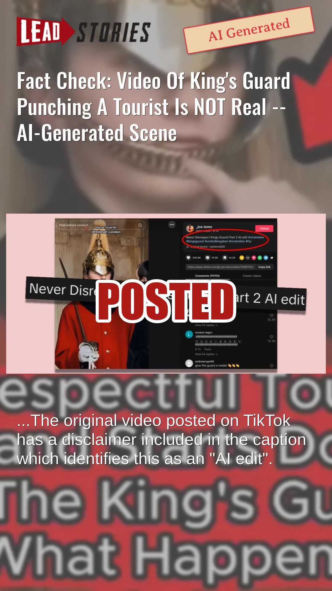 Fact Check: Video Of Kings Guard Punching A Tourist Is NOT Real -- AI-Generated Scene