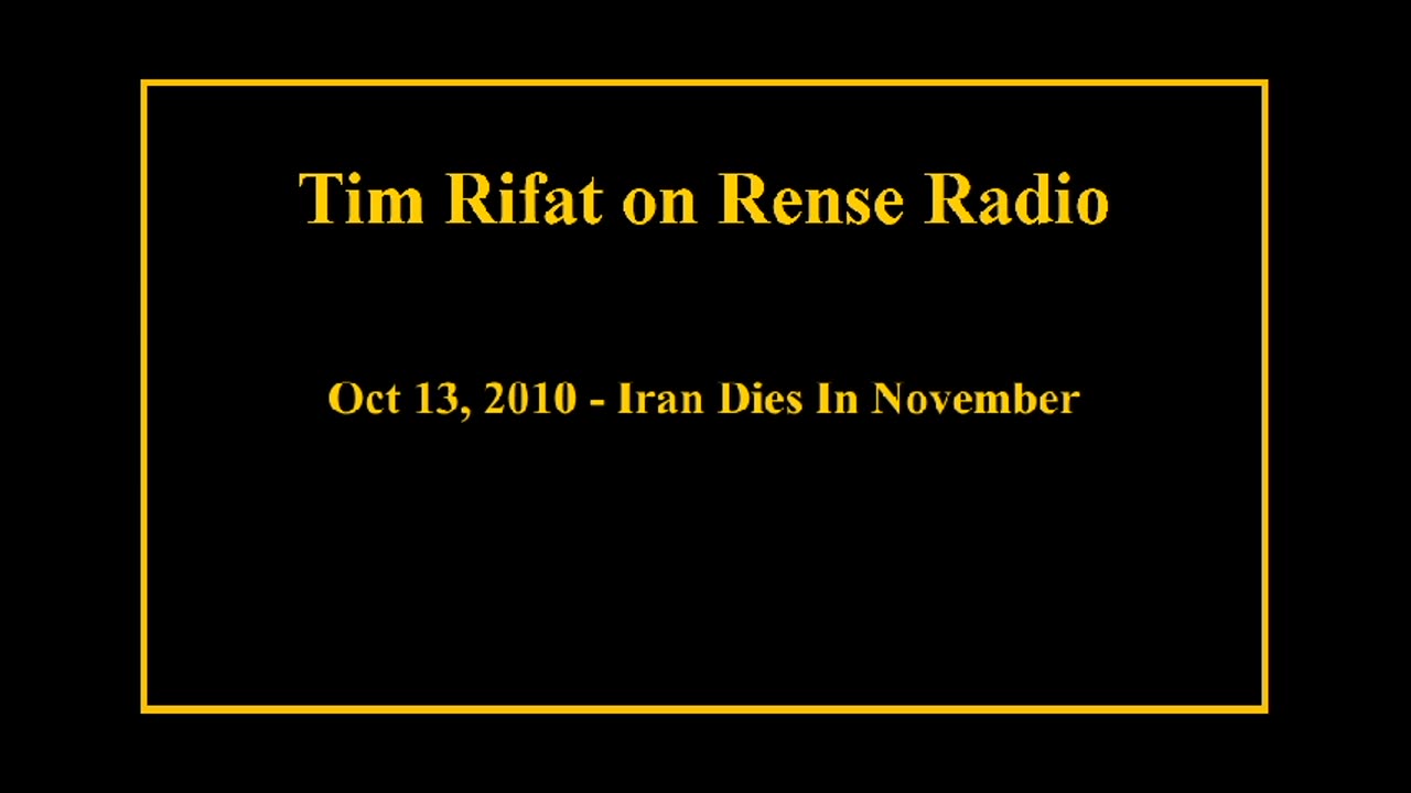 Oct 13, 2010 - Iran Dies In November
