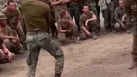 Friendly Knife Fighting Between Philippine Marine And USMC