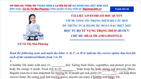 01. Học tủ bộ Từ vựng trọng điểm theo chủ đề (Buổi 7)