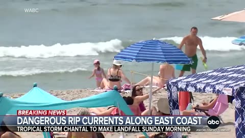 Dangerous rip currents alongside the East Coast