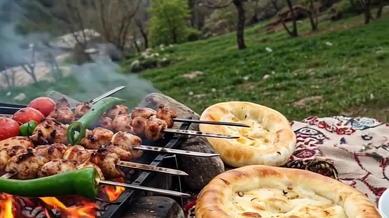 Authentic Lamb Kebab with Tandoor Bread and Tea – Traditional Cuisine Experience