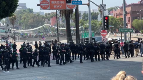 LAPD declares unlawful assembly, giving protesters 10 minutes to disperse
