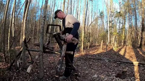 1 Year in Log Cabin Survival Shelter (Building, Camping, Repairing Bushcraft Shelter)_part15
