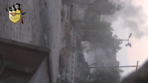 Syrian War Eastern Ghouta, Damascus, BMP-2 hit by RPG (Jaysh al-Islam) 2013.11.13