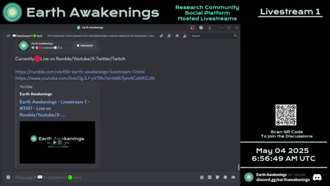 Earth Awakenings - Livestream 1 - #3147 - Live on Rumble/Youtube/X-Twitter/Twitch