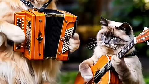 DUPLA FUNDO DE QUINTAL 🤩#sanfoneiro #violeiro #ai #dog #cat #forrodas