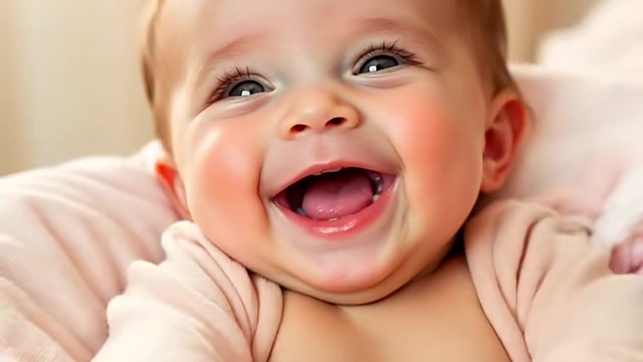 Cute baby laughing