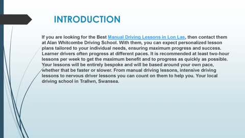 Looking for the best Manual Driving Lessons in Lon Las