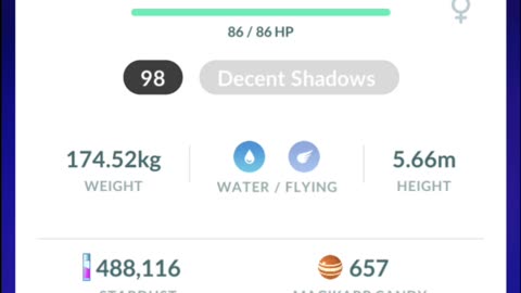 Pokemon Go Evolution - 98% iV Shadow Magikarp ➡️ Gyarados