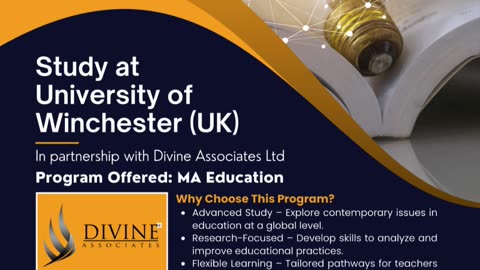 Transform Your Future with MA Education at Winchester – in Partnership with Divine Associates Ltd