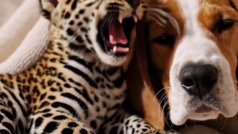 Baby Leopard & Beagle Puppy – Pure Animal Love