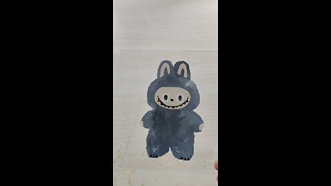 labubu doll glass painting