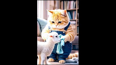 Cat Saves Baby Goat from Fire 🔥 | Gives In a small village, a heartwarming act of bravery unfolded