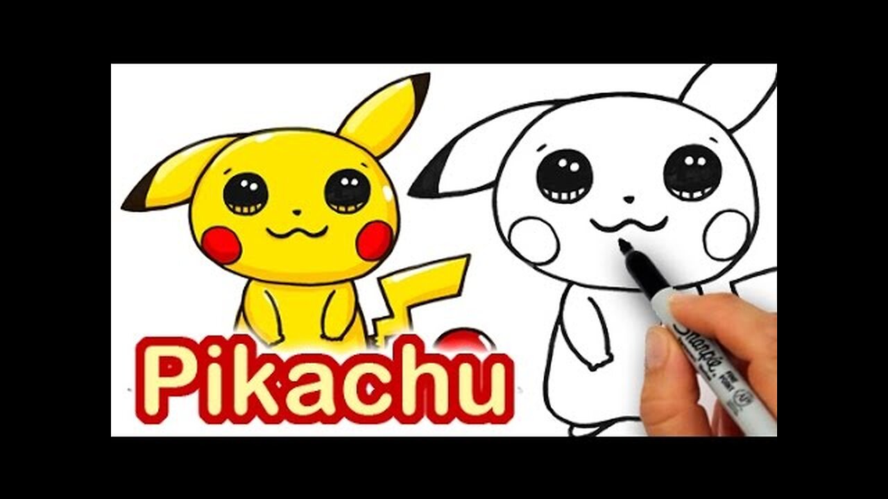 How to Draw Pokemon Go - Pikachu Cute step by step Easy