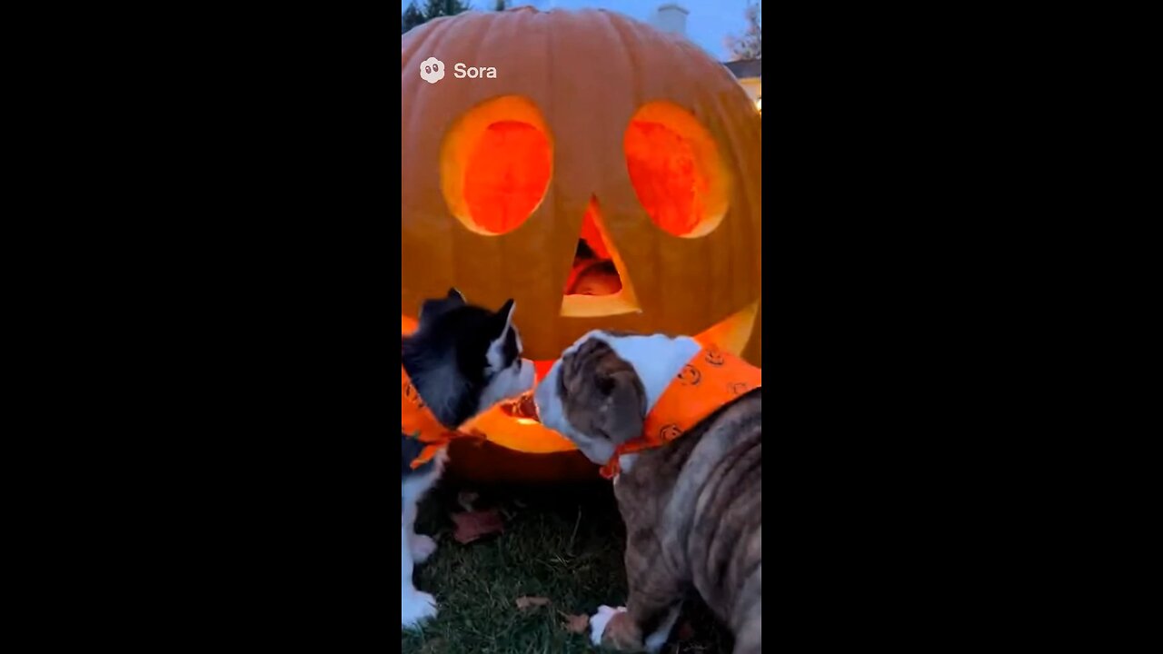 Pumpking, baby and puppy