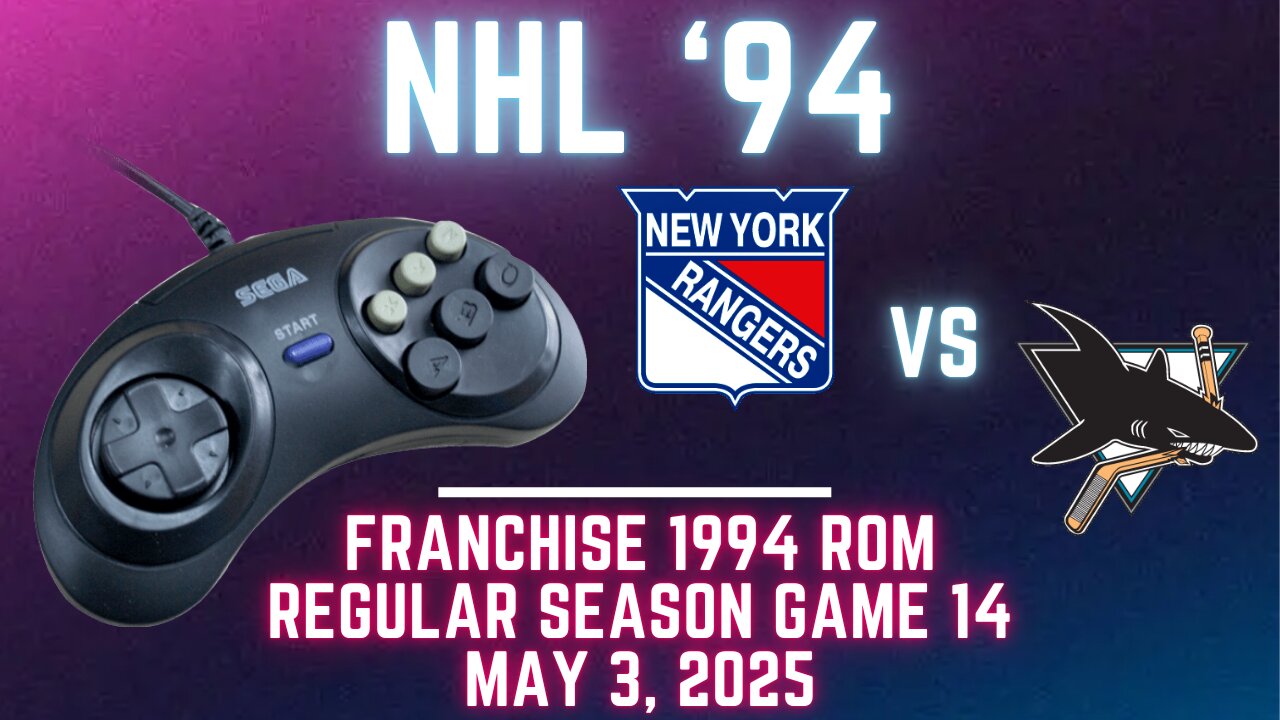 NHL 94 Franchise League (1994) - Rangers (Richter) at Sharks (Len) {Genesis} - Game 14