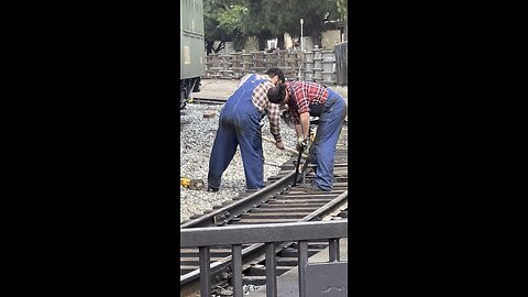 Track Work at the Ghosttown and Calico Railroad at Knotts Berry Farm