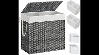 SONGMICS 130L Clothes Hamper with Lid