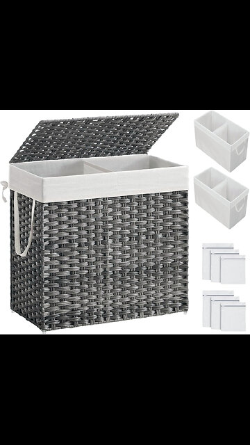 SONGMICS 130L Clothes Hamper with Lid