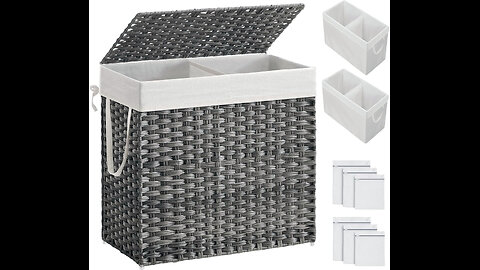 SONGMICS 130L Clothes Hamper with Lid